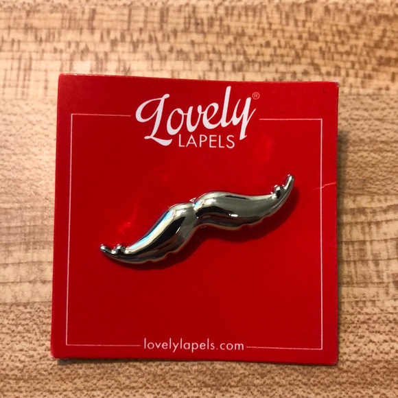 Silver Mustache Lapel - Picture 2 of 7